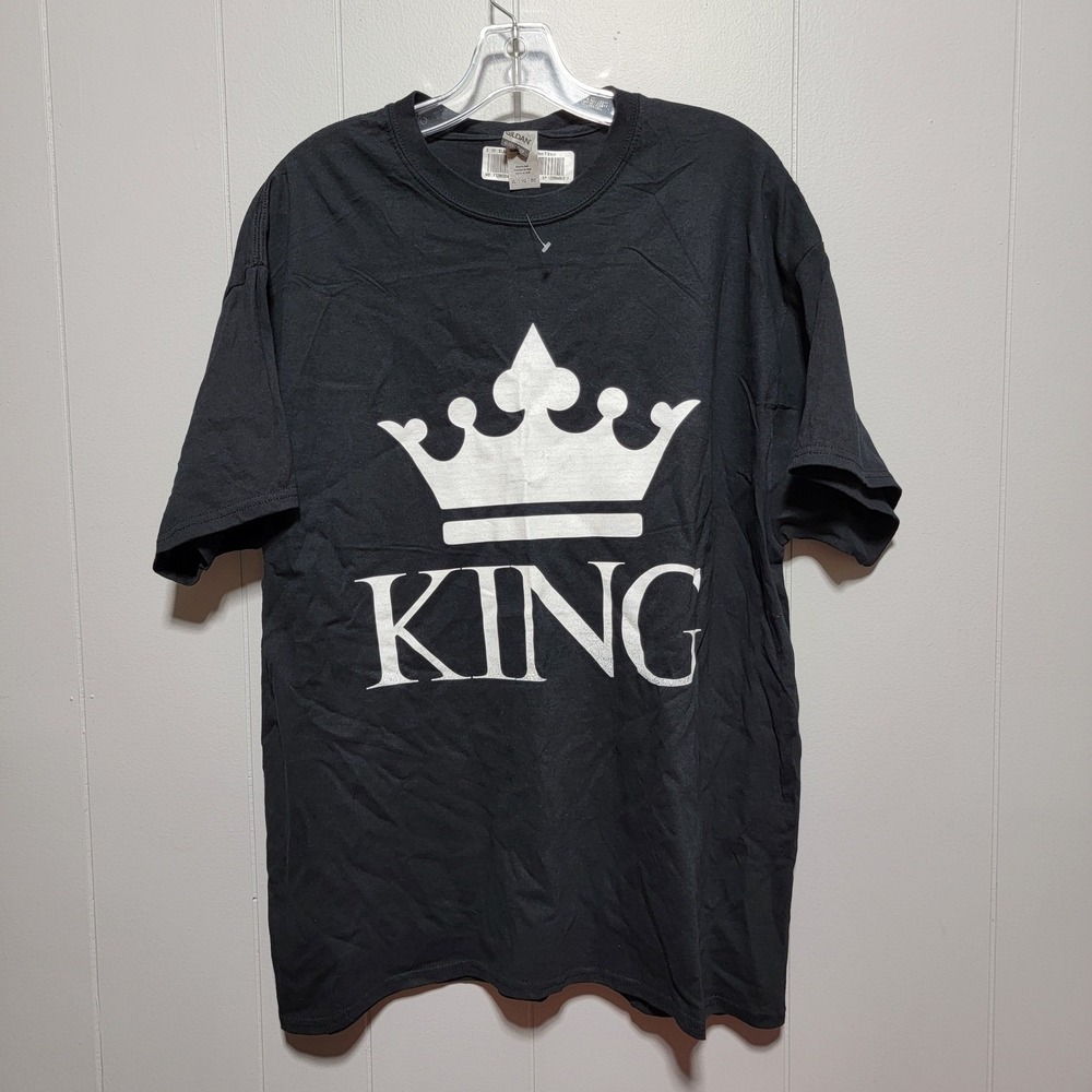 Gildan Ultra Cotton King Crown Graphic T-Shirt Mens XL Black Short Sleeve Tee